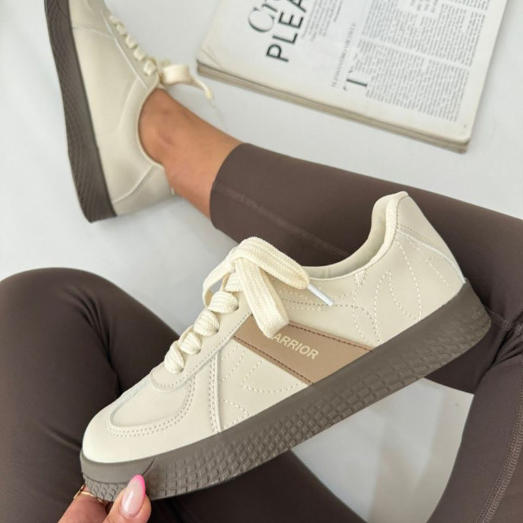 کفش ونس زنانه کرم قهوه ای